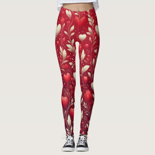 Whimsical hart en bladeren Leggings (Voorkant)