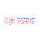 Whimsical Hart Hanger Doodle Aangepast Retouradres Etiket (Voorkant)