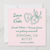 Whimsical Hart Hanger Doodle Schets Modern MAAKBAA Save The Date (Achterkant)