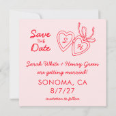Whimsical Hart Hanger Doodle Schets Modern MAATWER Save The Date (Achterkant)
