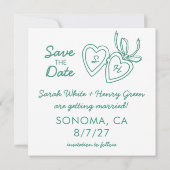 Whimsical Hart Hanger Moderne DOODLE SCHETS CUSTOM Save The Date (Achterkant)
