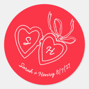 Whimsical Hart Hangerdoosje Moderne DOODLE SCHETS Ronde Sticker