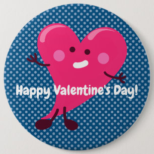 Whimsical Hart Karakter Valentijnsdag Ronde Button 6,0 Cm