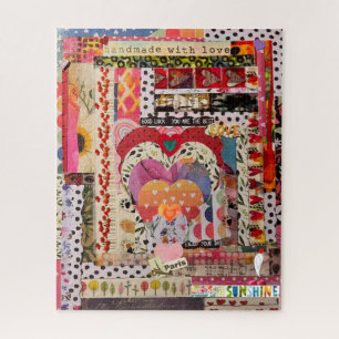 Whimsical hart papier kunst puzzel legpuzzel