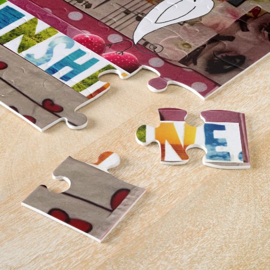 Whimsical hart papier kunst puzzel legpuzzel (Zijkant)