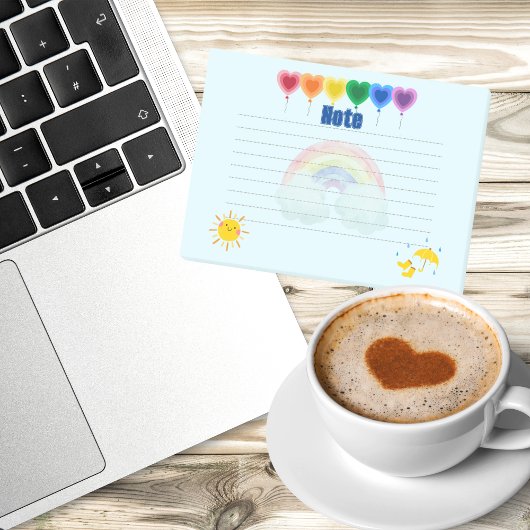 Whimsical Hartballon en Regenboog Notities Post-it® Notes