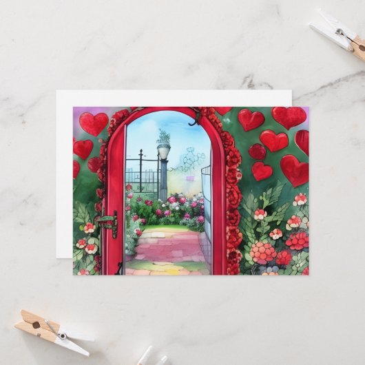 Whimsical Harten Boog Custom Valentijnsdag Kaart (Voorkant / Achterkant in situ)