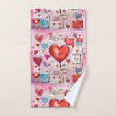 Whimsical Harten en Liefde Letters Patroon Bad Handdoek (Handdoek)