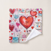 Whimsical Harten en Liefde Letters Patroon Bad Handdoek (Wasdoekje)