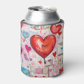 Whimsical Harten en Liefde Letters Patroon Blikjeskoeler (Blikje Voorkant)
