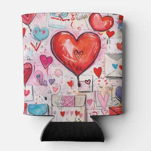 Whimsical Harten en Liefde Letters Patroon Blikjeskoeler (Achterkant)