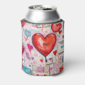 Whimsical Harten en Liefde Letters Patroon Blikjeskoeler (Blikje Achterkant)