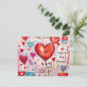 Whimsical Harten en Liefde Letters Patroon Briefkaart (Staand voorkant)