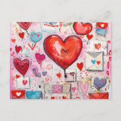 Whimsical Harten en Liefde Letters Patroon Briefkaart (Voorkant)