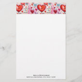 Whimsical Harten en Liefde Letters Patroon Briefpapier (Voorkant)