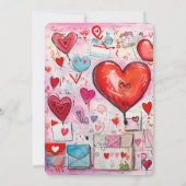 Whimsical Harten en Liefde Letters Patroon Bruilof Kaart (Achterkant)