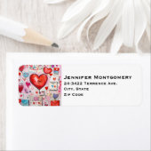 Whimsical Harten en Liefde Letters Patroon Etiket (Insitu)