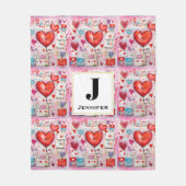 Whimsical Harten en Liefde Letters Patroon Fleece Deken (Voorkant)