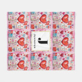 Whimsical Harten en Liefde Letters Patroon Fleece Deken (Voorkant (Horizontaal))