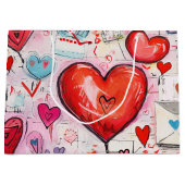 Whimsical Harten en Liefde Letters Patroon Groot Cadeauzakje (Voorkant)