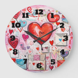 Whimsical Harten en Liefde Letters Patroon Grote Klok