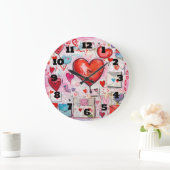 Whimsical Harten en Liefde Letters Patroon Grote Klok (Huis)