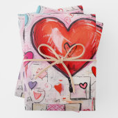Whimsical Harten en Liefde Letters Patroon Inpakpapier Vel (In situ)