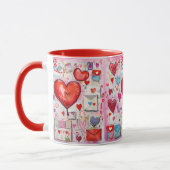 Whimsical Harten en Liefde Letters Patroon Mok (Links)