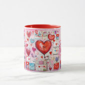 Whimsical Harten en Liefde Letters Patroon Mok (Midden)