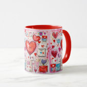 Whimsical Harten en Liefde Letters Patroon Mok (Voorkant rechts)