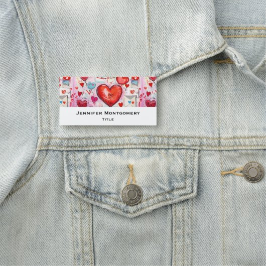 Whimsical Harten en Liefde Letters Patroon Naamplaatje (In situ)