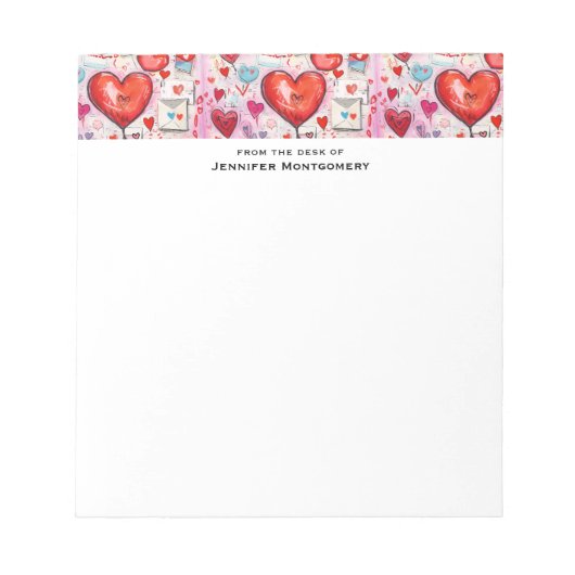 Whimsical Harten en Liefde Letters Patroon Notitieblok (Voorkant)