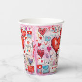 Whimsical Harten en Liefde Letters Patroon Papieren Bekers (Achterkant)