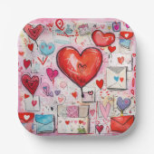 Whimsical Harten en Liefde Letters Patroon Papieren Bordje (Voorkant)