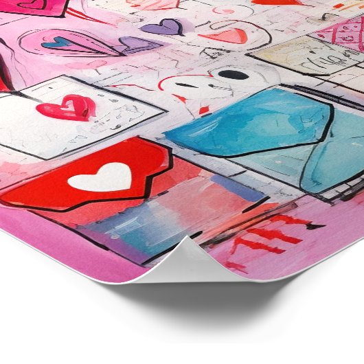 Whimsical Harten en Liefde Letters Patroon Poster (Hoek)