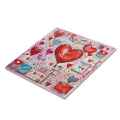 Whimsical Harten en Liefde Letters Patroon Tegeltje (Zijkant)