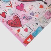Whimsical Harten en Liefde Letters Patroon Tissuepapier (Detail)