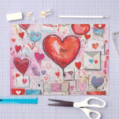 Whimsical Harten en Liefde Letters Patroon Tissuepapier (Craft)