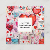 Whimsical Harten en Liefde Letters Patroon Vierkante Visitekaartje (Voorkant)