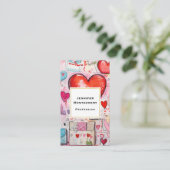 Whimsical Harten en Liefde Letters Patroon Visitekaartje (Staand voorkant)