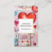 Whimsical Harten en Liefde Letters Patroon Visitekaartje (Voorkant)