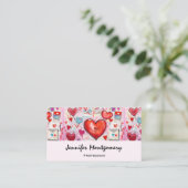 Whimsical Harten en Liefde Letters Patroon Visitekaartje (Staand voorkant)