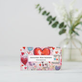 Whimsical Harten en Liefde Letters Patroon Visitekaartje (Staand voorkant)