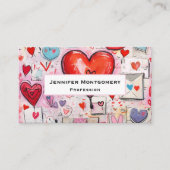 Whimsical Harten en Liefde Letters Patroon Visitekaartje (Voorkant)