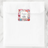 Whimsical Harten en Liefdesbrieven Kaarszaken Vierkante Sticker (Tas)