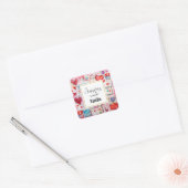 Whimsical Harten en Liefdesbrieven Kaarszaken Vierkante Sticker (Envelop)
