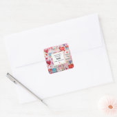 Whimsical Harten en Liefdesbrieven Kaarszaken Vierkante Sticker (Envelop)