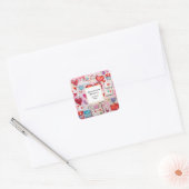 Whimsical Harten en Liefdesbrieven Trouwdatum Vierkante Sticker (Envelop)