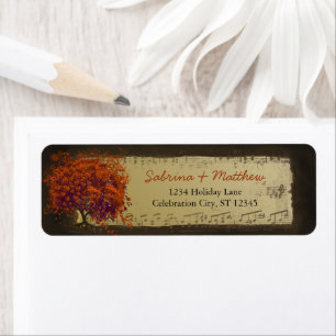 Whimsical Hartvormige Boom met Bladeren Oranje & P Etiket