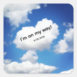 Whimsical Hartwolk Ik Ben Onderweg Baby Shower Fa Vierkante Sticker